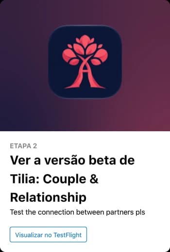Etapa 2 na página da Apple: Ver a versão beta da Tilia
